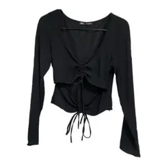 ZARA ブラック リボン トップス S