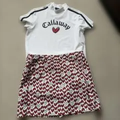Callaway ネイビー ハート柄 モックネック スカート セットアップ