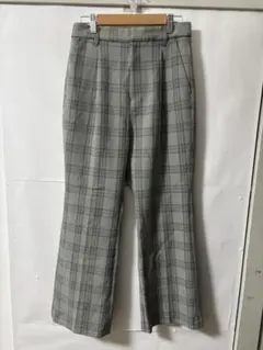 「即日発送」L LOWRYS FARMグレーチェック フレアスラックスパンツ