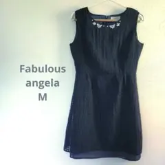 Fabulous angela　ワンピース　ネイビー　M　ビジュー　チェック