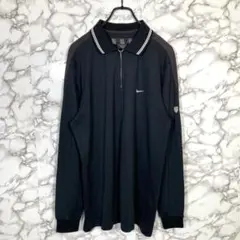 NIKE GOLF　（L）　DRY-FIT　ハーフジップ長袖ポロシャツ　黒茶