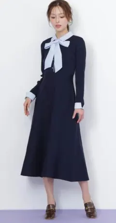 【新品】ジルバイジルスチュアート　シャツ襟ドッキングニットワンピース