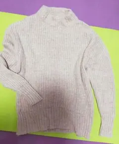 無印良品　MUJI ヤク入りウール畦編みモックネックセーター