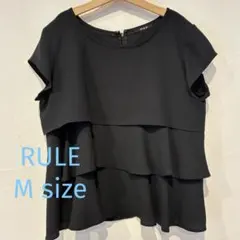 ティアード　フリル　ブラウス　 半袖 黒　きれいめ フェミニン M