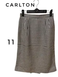 Carltonカールトン千鳥格子タイトスカート11 レトロ