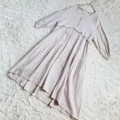 美品✨LIMI feu ワンピース ピンタック バンドカラー とろみ素材 透け感 美品✨LIMI feu ワンピース ピンタック バンドカラー とろみ素材 透け