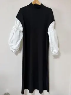 Ritzy 袖切り替え バルーンスリーブ ドッキングワンピース F