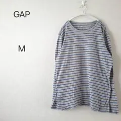 1561＊ギャップ GAP ボーダー グレー 長袖Tシャツ M