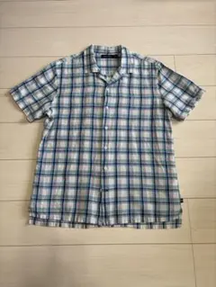 NAUTICA 半袖シャツ チェック柄 オープンカラー M コットンリネンのサムネイル