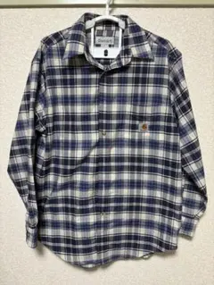 Carhartt ネイビーとホワイトのチェック長袖シャツ