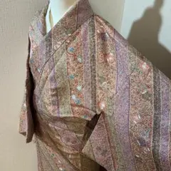 花*椿様 K25⭐️洗える着物　小紋　金彩　花柄　絞り　逸品　広襟