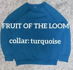 FRUIT OF THE LOOM無地ソリッド古着スウェット短丈ブルーターコイズ