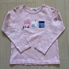 familiar ピンク 家の刺繍 長袖トレーナー