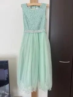 ミントグリーン レース ビジュー　チュールドレスのサムネイル