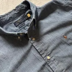 ポロラルフローレン インディゴ シャンブレーシャツ XL 刺繍ロゴ ゆるだぼ