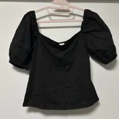 H&M 袖バルーンカットソー ブラック【Sサイズ】