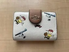 コーチ COACH スヌーピー 二つ折財布 PEANUTS コラボ アイボリー