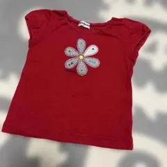 moujonjon 花柄刺繍 Tシャツ レッド 100cmのサムネイル