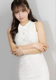 tika キャバドレス ミニドレス ツイード ノースリーブ ホワイト