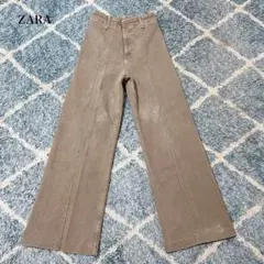 ザラ　ワイドデニムパンツ(34)ストレッチ　足長効果　美シルエット　大人女子