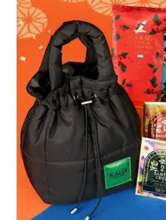 新品未使用　KALDI ブラック キルティング　トートバッグ