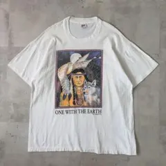 90s USA製　anvil　グラフィックTシャツ　アート　ネイティブ　動物　白のサムネイル