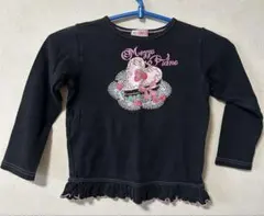 mezzo piano 黒 長袖カットソー フリル付き