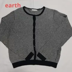 earth 千鳥格子柄 ショート丈カーディガン