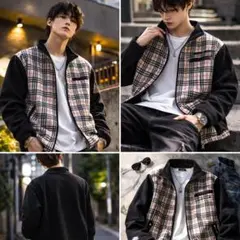 L★BURBERRY BLACKLABEL ノバチェック ボアジャケット 黒