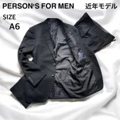 パーソンズ　スーツ セットアップ 黒 A6 L相当 ストライプ ウール