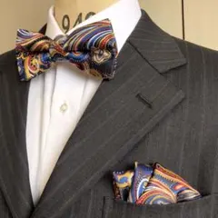 蝶ネクタイ　ポケットチーフ2点セット/メンズ/カラフルペイズリー X