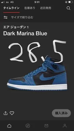エアジョーダン1 DARK MARINA BLUE 28.5cm ダークマリーナ