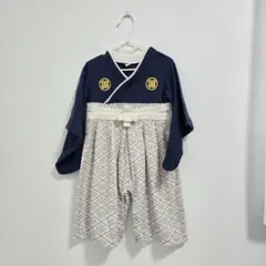 京越 袴 紺業平菱 ロンパース サイズ80