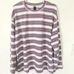 SHEIN DAZY ボーダー Tシャツ 長袖 パープル XLサイズ