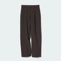 ユニクロ UNIQLO タックワイドパンツ(標準丈)ダークブラウン