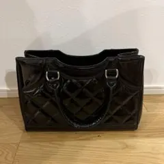 銀座かねまつ　エナメル ブラック トートバッグ