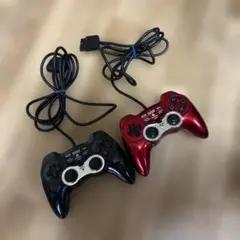 訳ありPS2 HORIコン　ホリコントントローラー 2個セット 黒赤