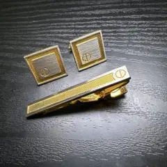 【美品】ダンヒル カフス タイピン セット dロゴ ゴールド シルバー コンビ