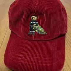 ラルフローレン　8-20 コーデュロイキャップ 赤　ポロベア　クリスマス