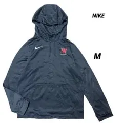 NIKE DRI-FIT プルオーバーパーカー M ネイビー 刺繍ロゴ ロゴ