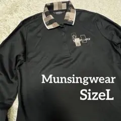 マンシングウェア 襟刺繍 長袖 ポロシャツ ブラック レディース サイズL