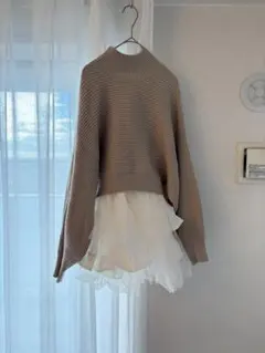 SNIDEL ニットセーターランダムフリルトップス