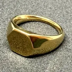 17号 シグネットリング 印台 ゴールド ステンレス メンズ アクセサリー 古着