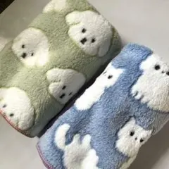 【新品未使用】マイクロファイバー フェイスタオ2枚セット 犬 ネコ タオルセット