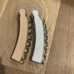 フランスラックス　ヘアクリップ 2個セット オレンジ　ホワイトのサムネイル