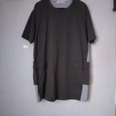 ダークブラウン 半袖チュニック Lサイズゆったり