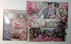 おすそ分けデザインペーパー５０枚、素材セット、コラージュ袋2枚