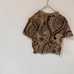 レア✨ ペイズリー柄 ベージュ ブラウン 半袖 Tシャツ シャツ トップス 夏