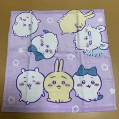ちいかわ　ハチワレ　うさぎ　モモンガ　しまむら　ハンドタオル　タオル　パープルのサムネイル