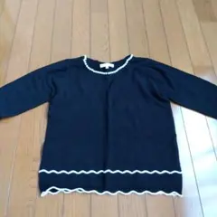 ［新品未使用］プロポ 黒 パール装飾 長袖ニット